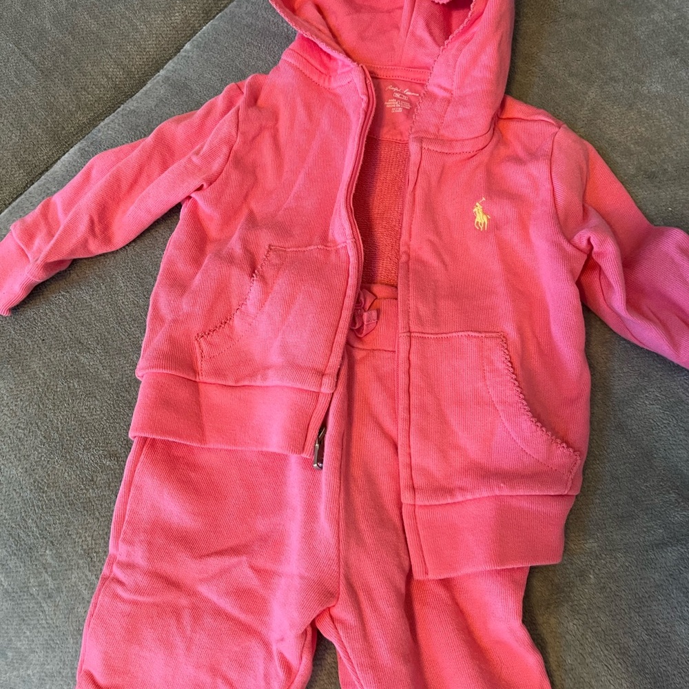 Ralph Lauren Bright Pink Baby Hoodie set